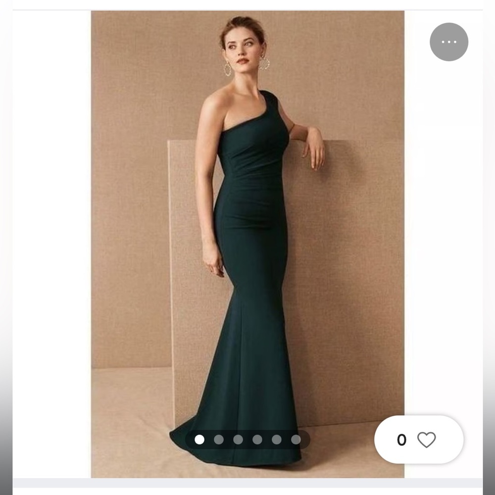 BHLDN Women's Gerri One Shoulder Crepe Bridesmaid Dress Gown  - Emerald